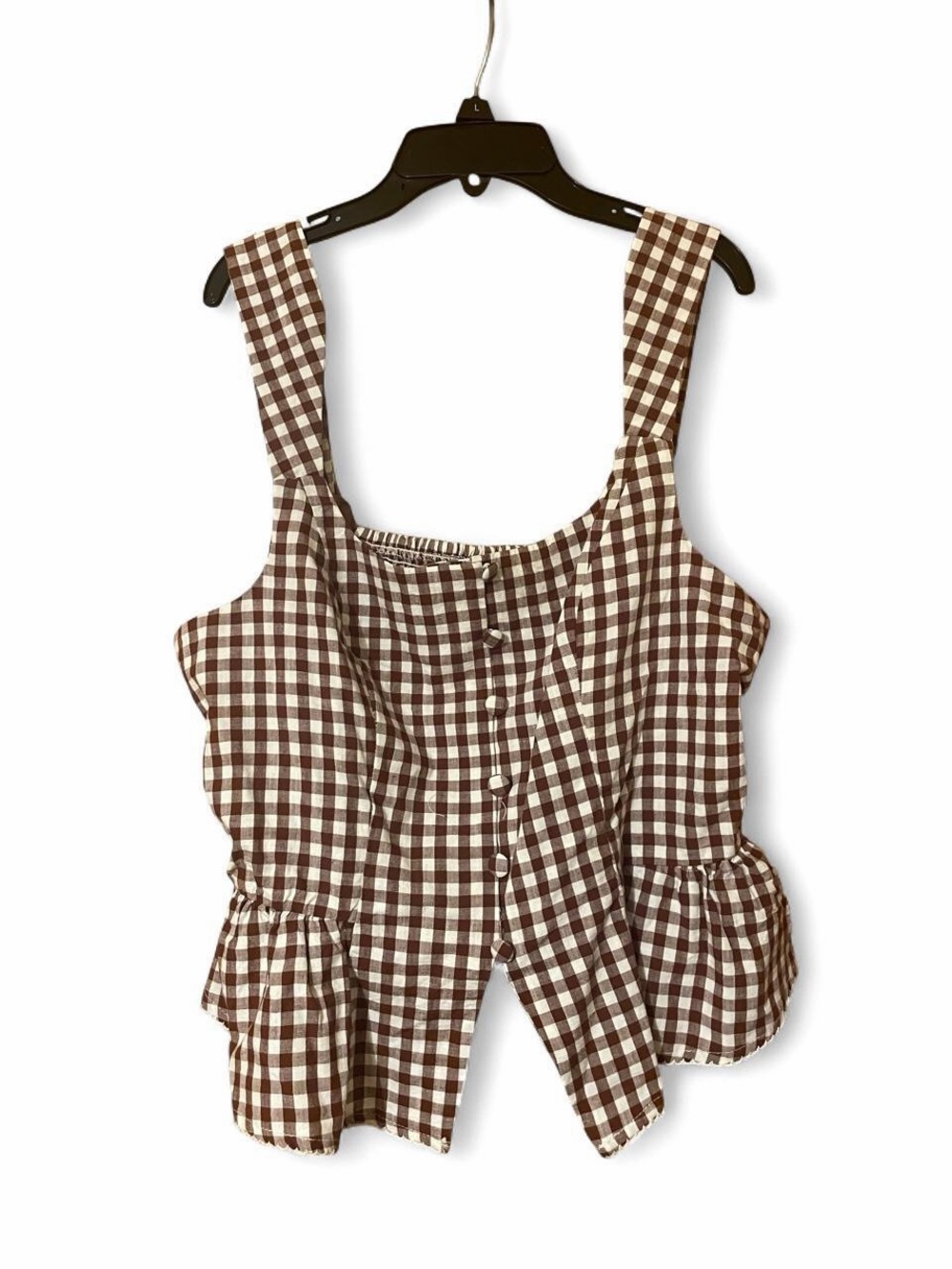 Brown Button-Front Women's Tank Top